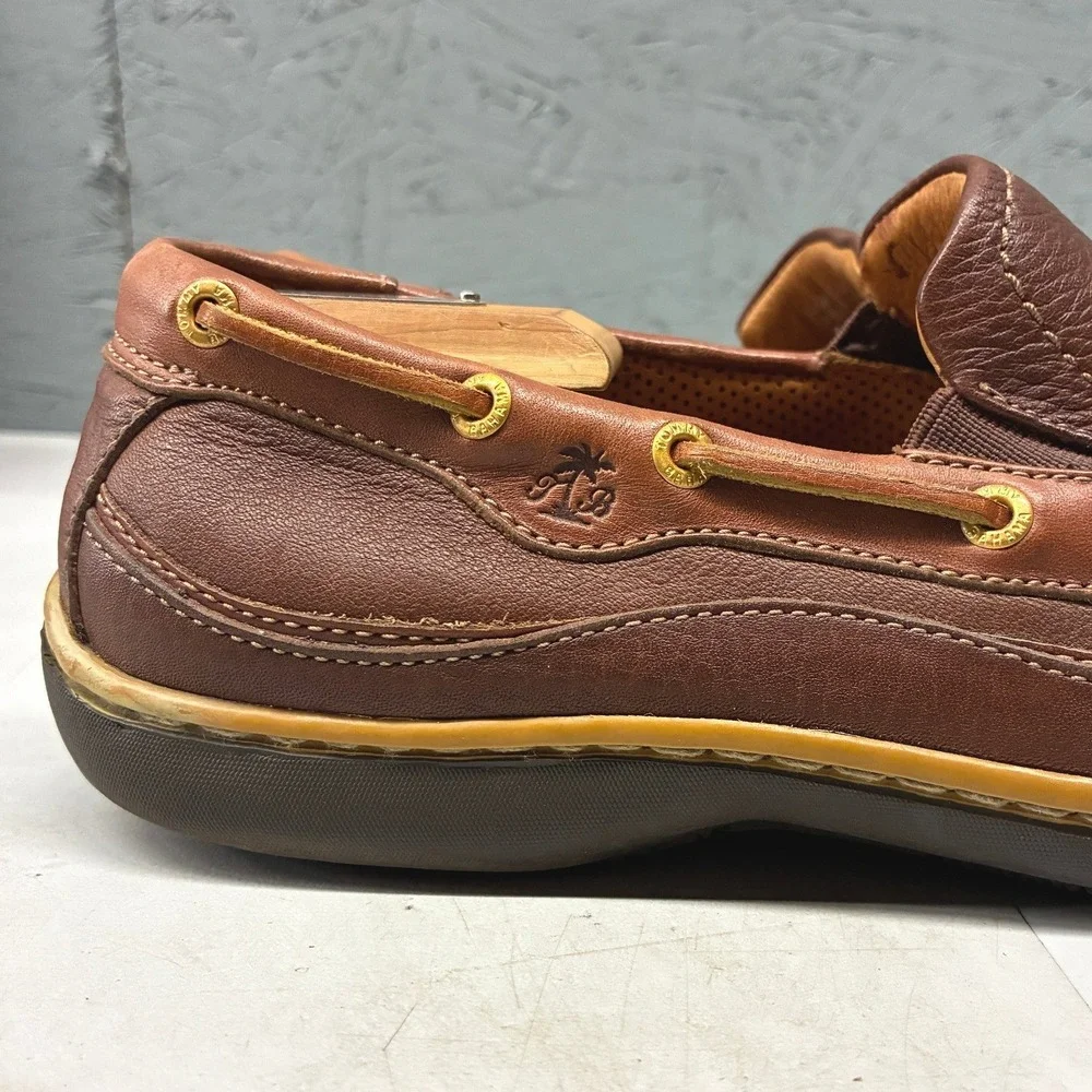 Tommy Bahama Rum Cay Slip On Loafers Mens 9.5 Brown Leather Driving Shoes Mocs